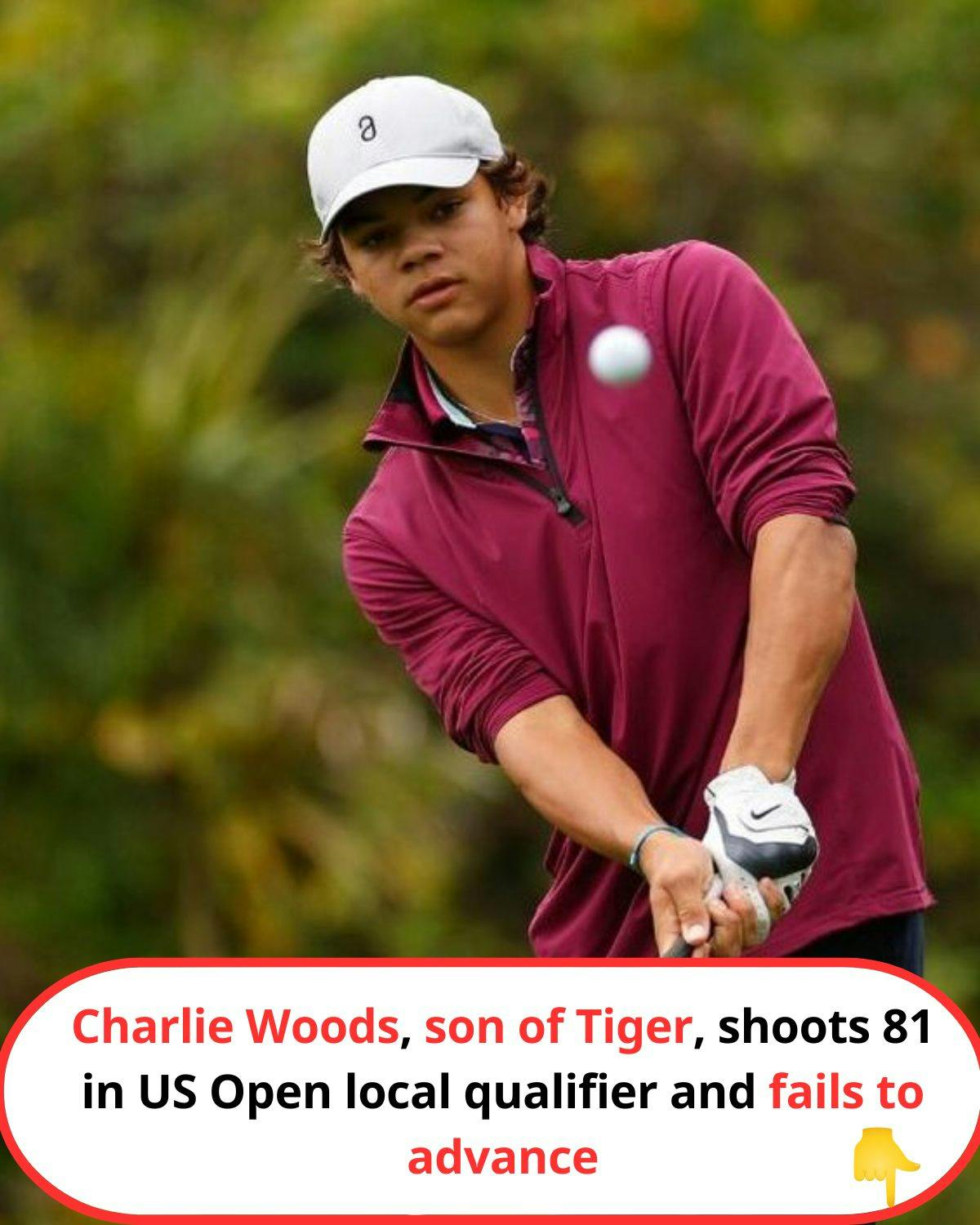 Cover Image for Charlie Woods, son of Tiger, shoots 81 in US Open local qualifier and fails to advance