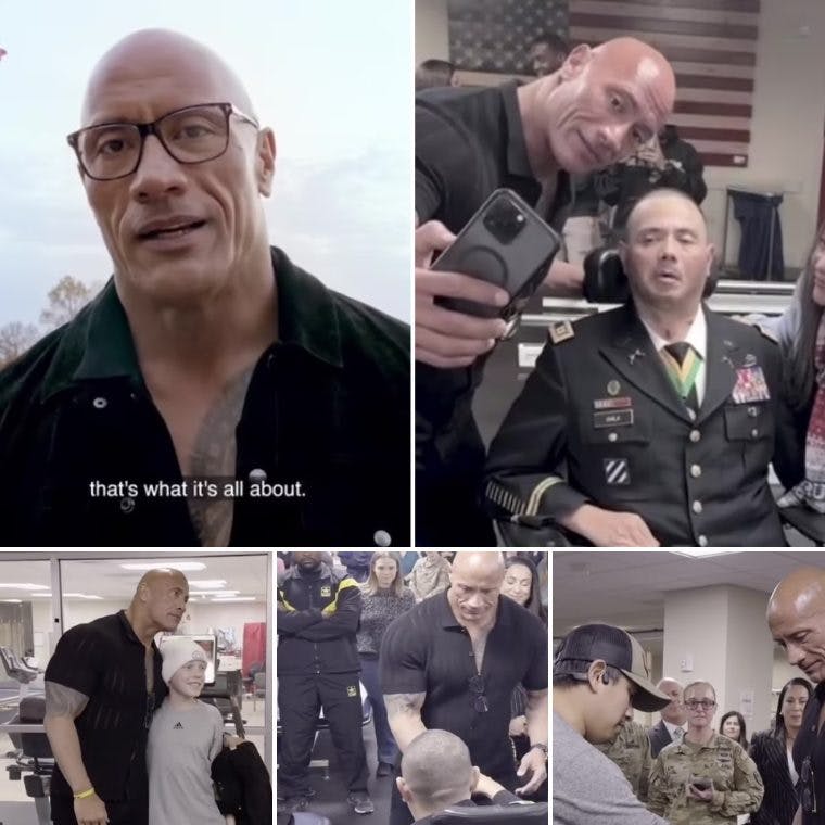 Cover Image for Dwayne ‘The Rock’ Johnson gets emotional during ‘life-changing’ visit to soldiers at military hospital as he thanks them for their service : ‘I will always fight for you’